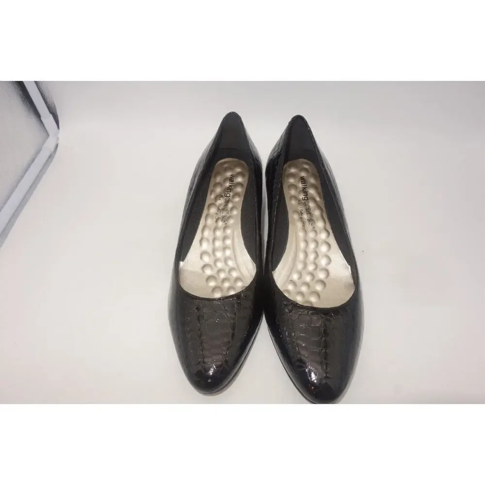 NEW Walking Cradles Heidi Pumps Shoes Black Small Patent Gator Women's 10.5